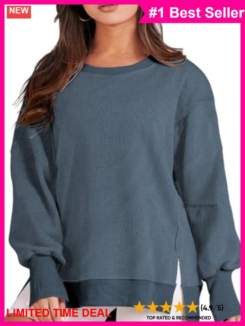 Plus Size Oversized Crew Neck Sweatshirt Long Sleeve Drop Shoulder Pullover